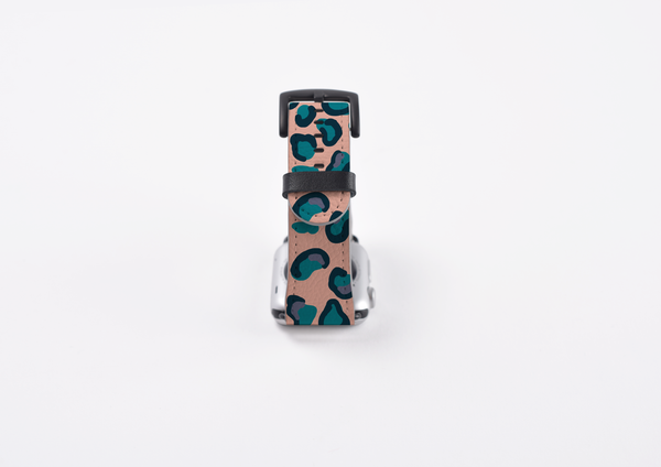 Peach, Teal & Blue Leopard Print Apple Watch Strap
