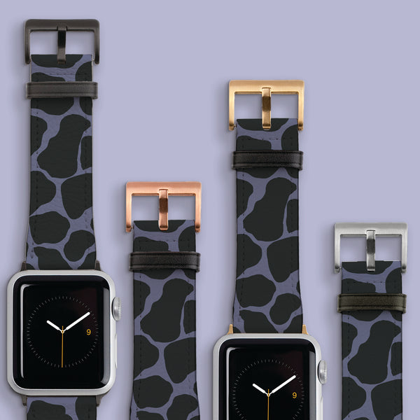 Purple & Charcoal Giraffe Print Apple Watch Strap
