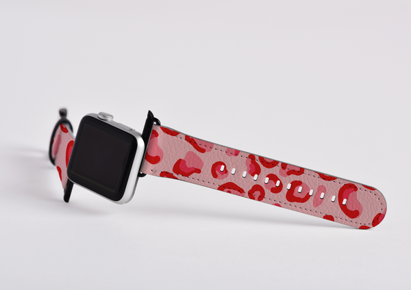 Red & Pink Leopard Print Apple Watch Strap
