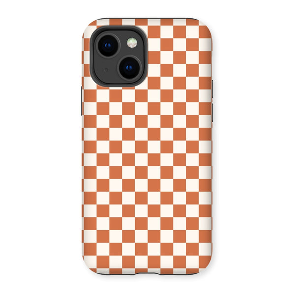 Terracotta and cream checkerboard Tough Phone Case