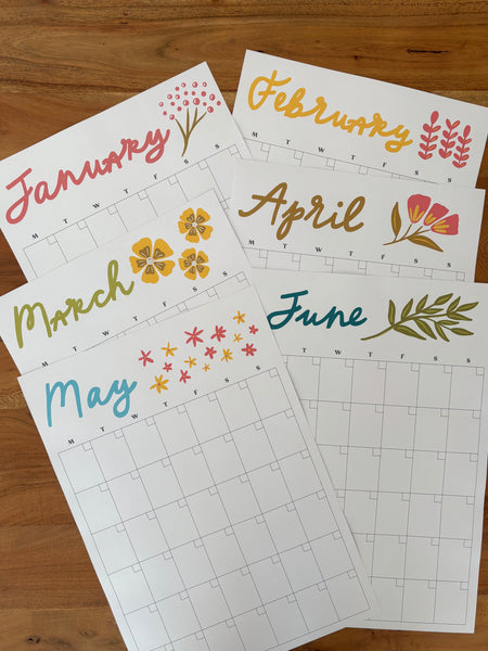 Giant Floral Wall Planner - 12 undated pages