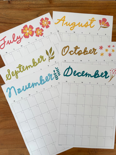 Giant Floral Wall Planner - 12 undated pages