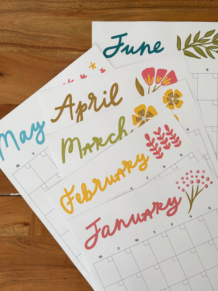 Giant Floral Wall Planner - 12 undated pages