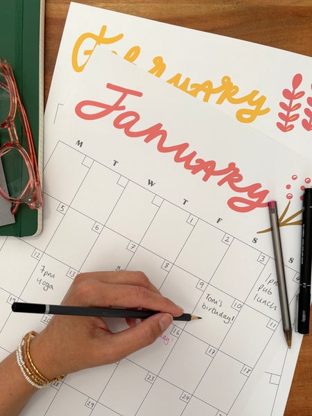 Giant Floral Wall Planner - 12 undated pages