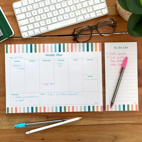 Rainbow Weekly Desk Planner & To Do List Set