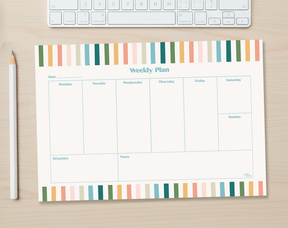 Rainbow Weekly Desk Planner