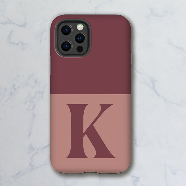 Monogram Initial Earth Tones Tough Phone Case