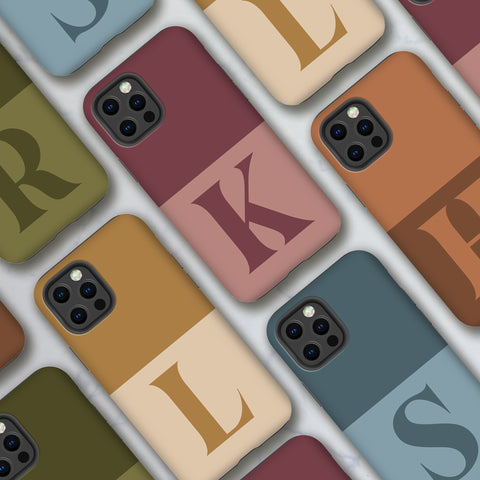 Monogram Initial Earth Tones Tough Phone Case