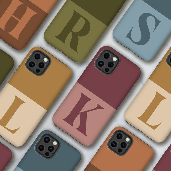 Monogram Initial Earth Tones Tough Phone Case