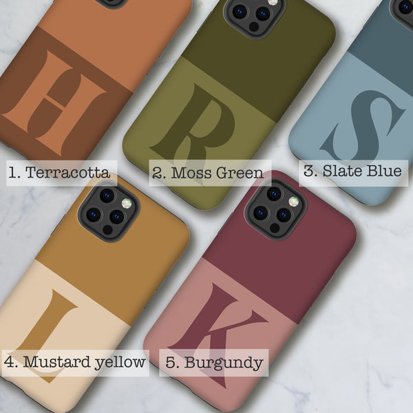 Monogram Initial Earth Tones Tough Phone Case