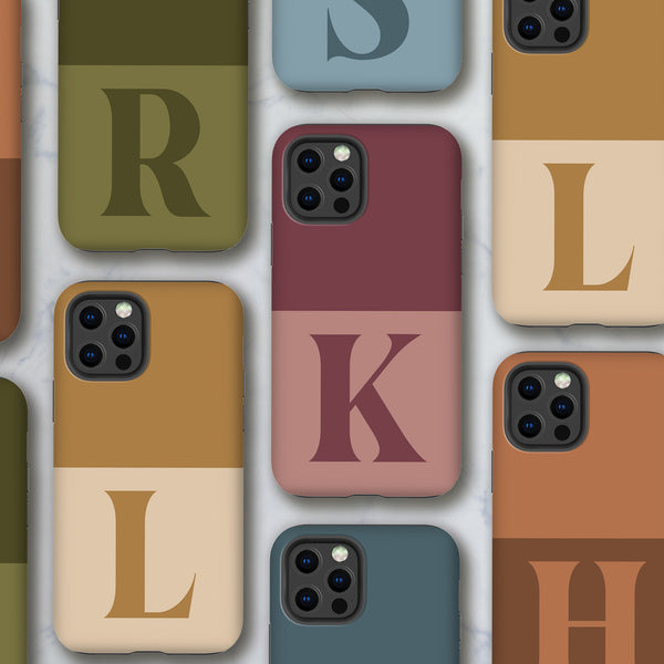 Monogram Initial Earth Tones Tough Phone Case