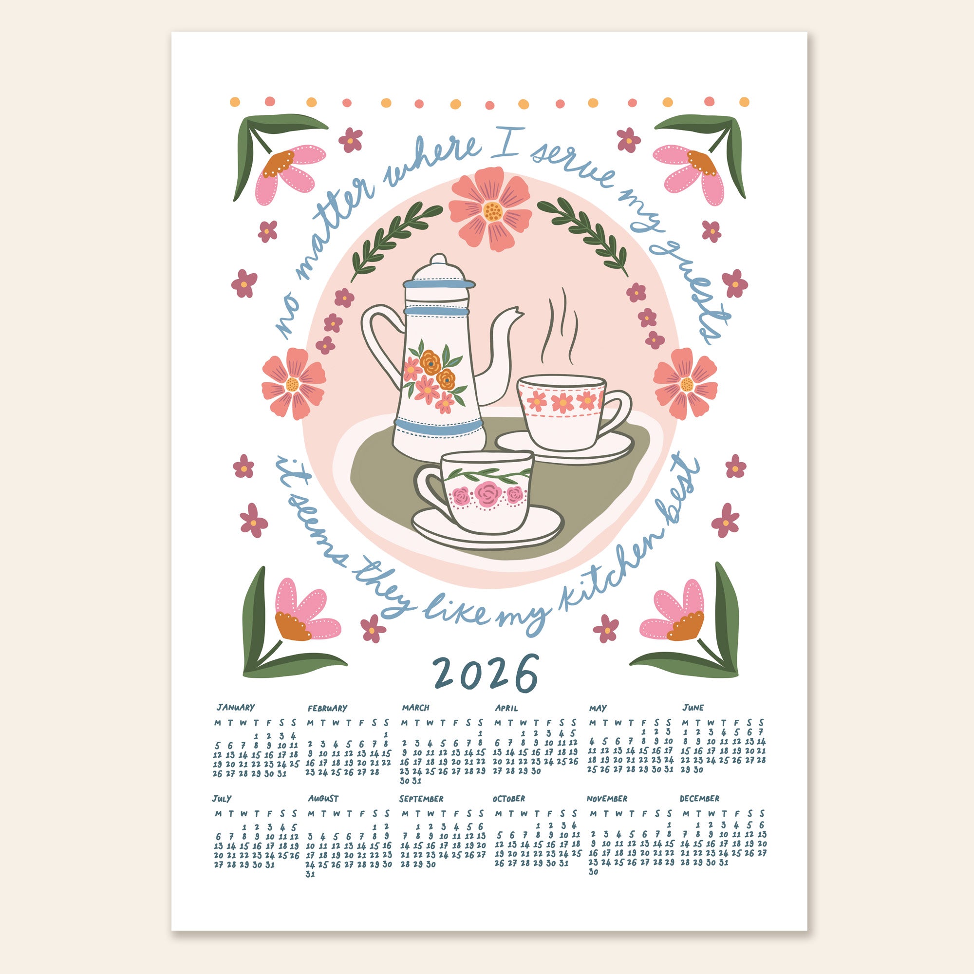 2026 Coffee & florals wall calendar