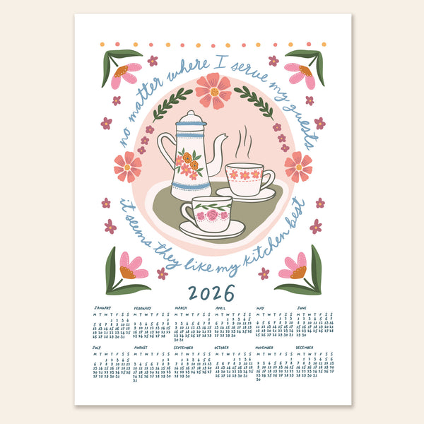 2026 Coffee & florals wall calendar