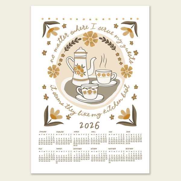 2026 Coffee & florals wall calendar