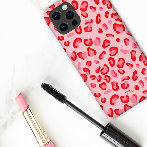 Red & Pink Leopard Print Tough Phone Case