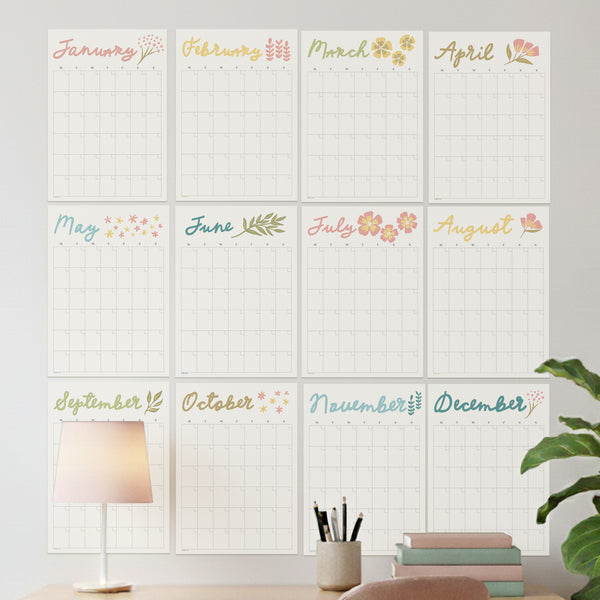 Giant Floral Wall Planner - 12 undated pages