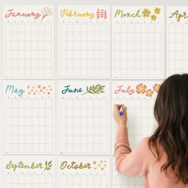 Giant Floral Wall Planner - 12 undated pages