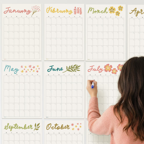 Giant Floral Wall Planner - 12 undated pages