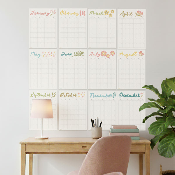 Giant Floral Wall Planner - 12 undated pages