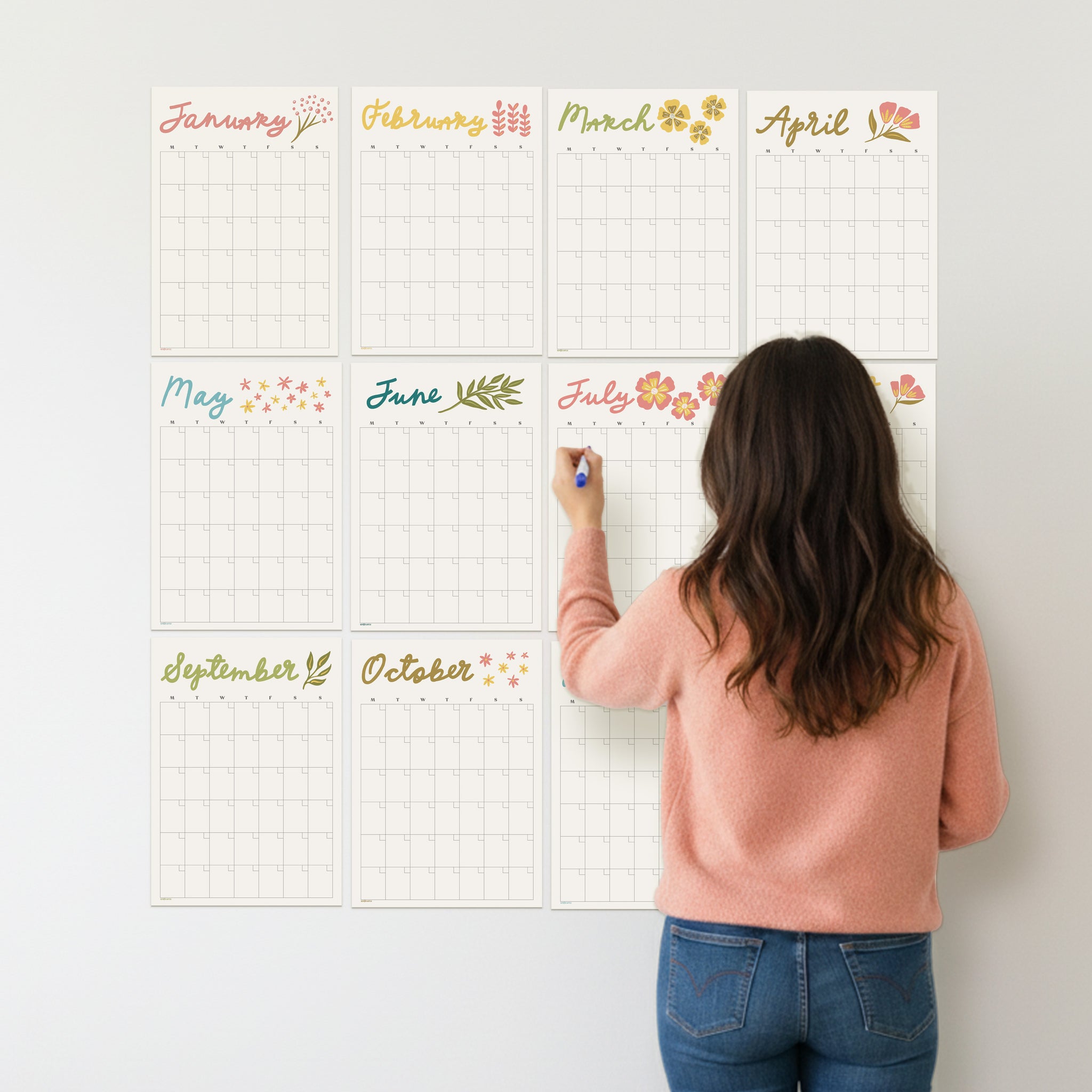 Giant Floral Wall Planner - 12 undated pages
