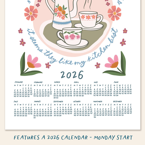 2026 Coffee & florals wall calendar