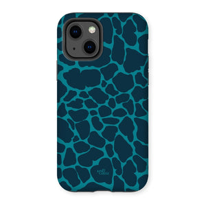 iPhone 13 - Tough Case - Blue & Teal Giraffe Print - Gloss
