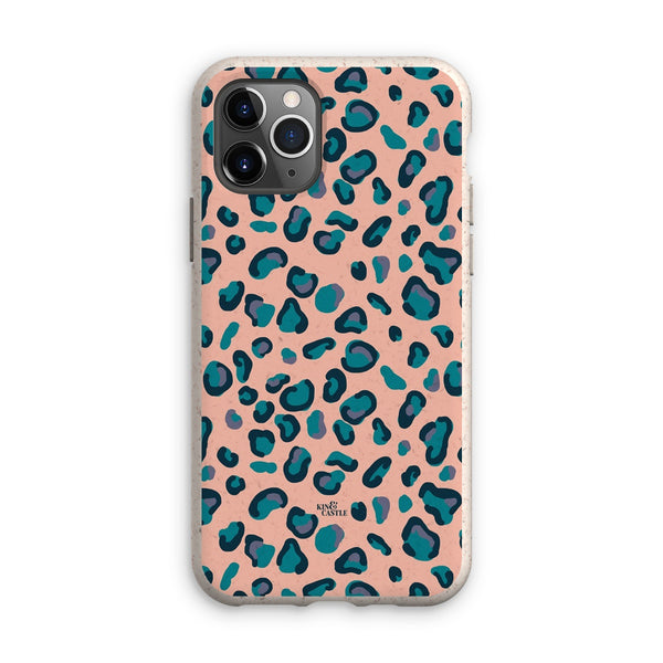 Peach, Teal & Blue Leopard Print Eco Phone Case