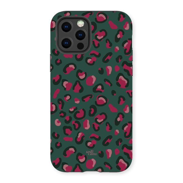 Green & Raspberry Pink Leopard Print Tough Phone Case
