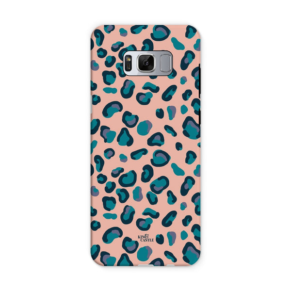 Peach, Teal & Blue Leopard Print Tough Phone Case