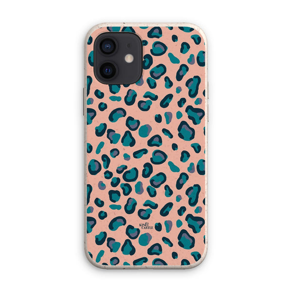 Peach, Teal & Blue Leopard Print Eco Phone Case