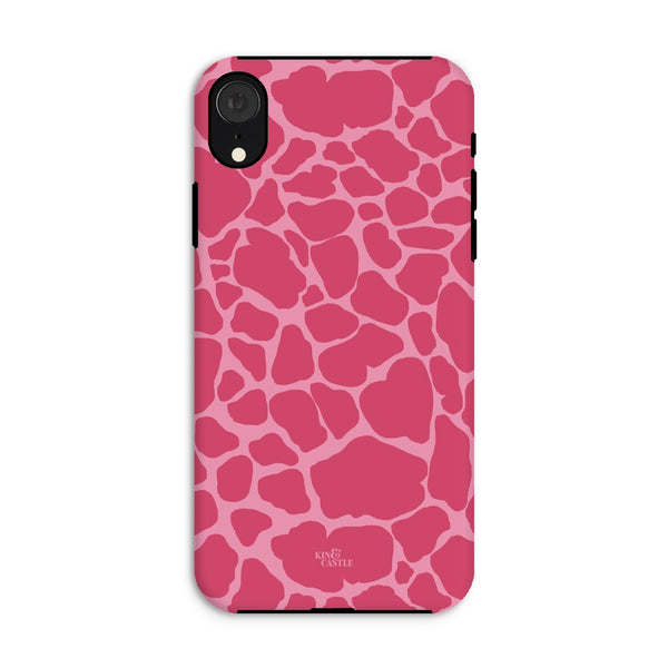 Raspberry Pink Giraffe Print Tough Phone Case