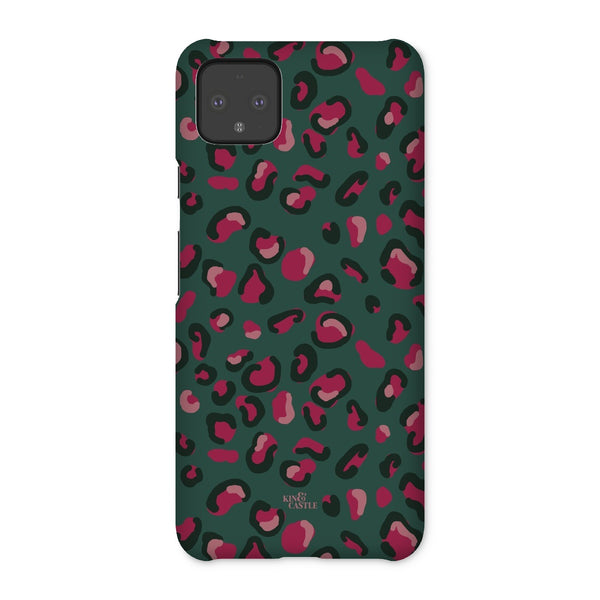 Green & Raspberry Pink Leopard Print Snap Phone Case