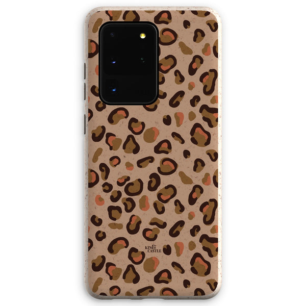 Tan & Coral Leopard Print Eco Phone Case