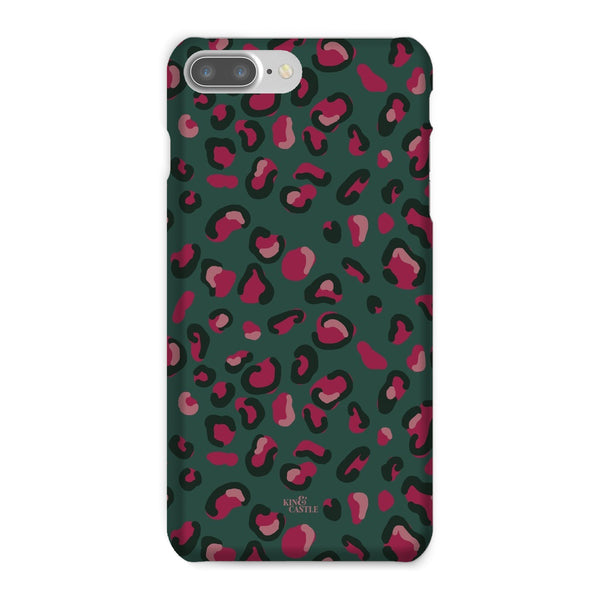 Green & Raspberry Pink Leopard Print Snap Phone Case