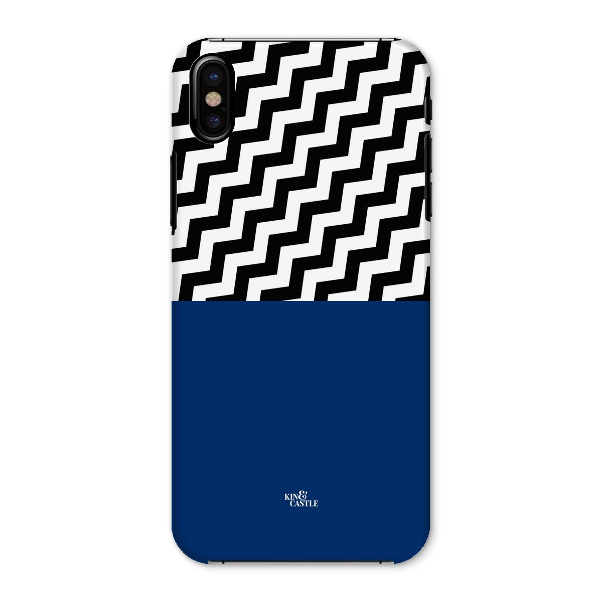 Geometric Zig Zag & Navy Blue Snap Phone Case - iPhone 13