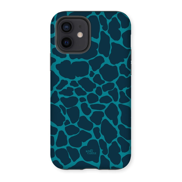 Blue & Teal Giraffe Print Tough Phone Case