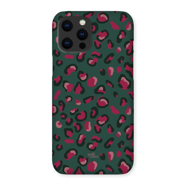 Green & Raspberry Pink Leopard Print Snap Phone Case