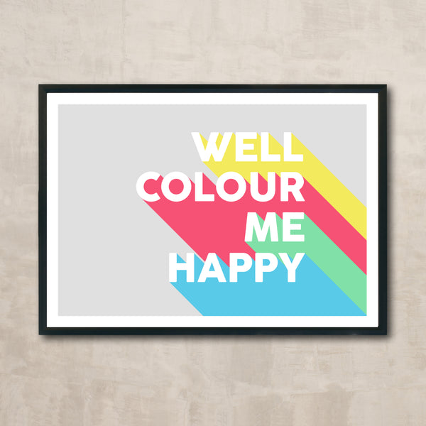 Gallery Wall Set of 3 Art Prints - Edit 3 - LOVE!, ampersand (grey) & Colour Me Happy (rainbow)