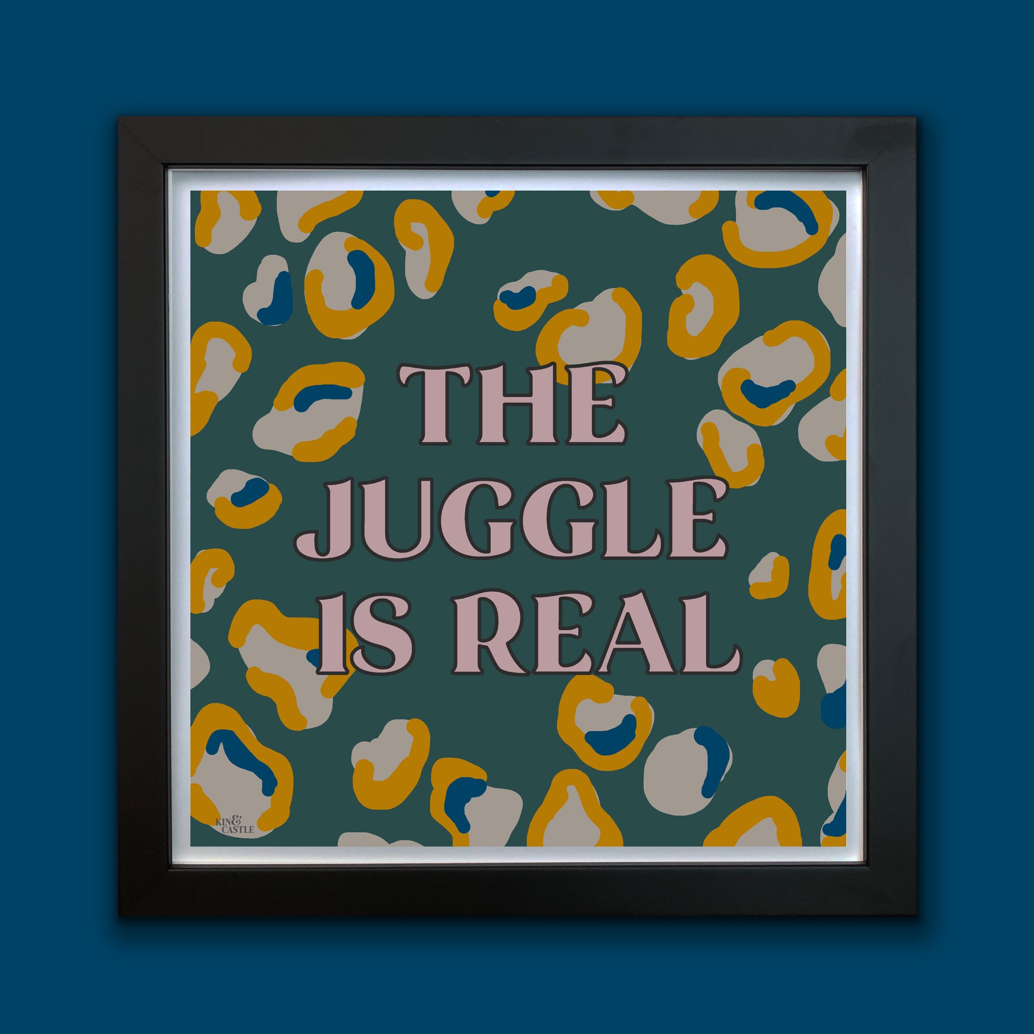 The Juggle Is Real Art Print (pink on green leopard print) 300mm2