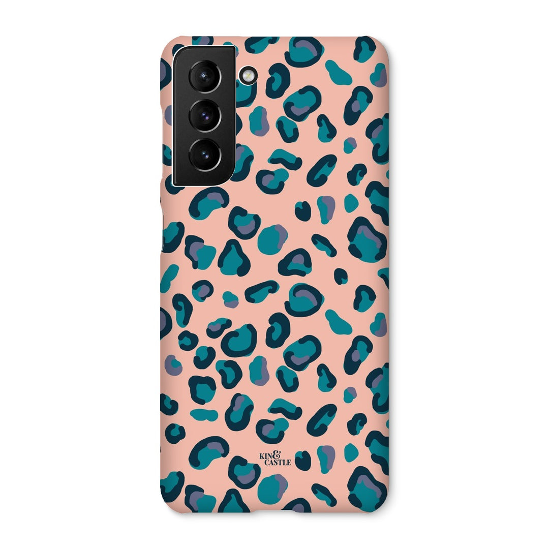 Samsung S21 - Snap Case - Peach, Teal & Blue Leopard - Gloss