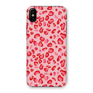 iPhone X/XS Tough Case - Red & Pink Leopard Print - Matte