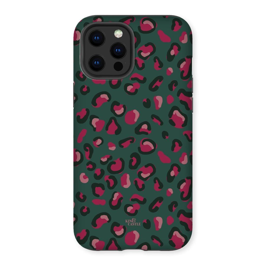 iPhone 13 Pro Max - Tough Case - Green & Raspberry Pink Leopard - Gloss