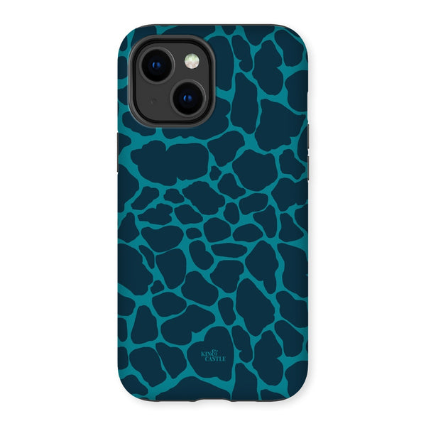 Blue & Teal Giraffe Print Tough Phone Case