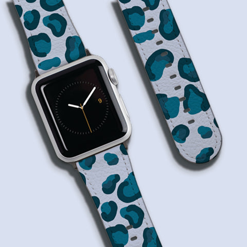 Cool Blues Leopard Print Apple Watch Strap