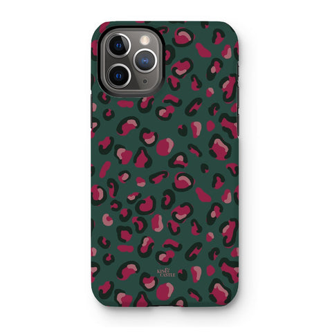 iPhone 13 Pro - Tough case - Green & Raspberry Leopard - Matte