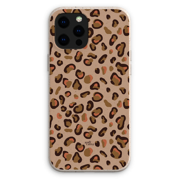 Tan & Coral Leopard Print Eco Phone Case