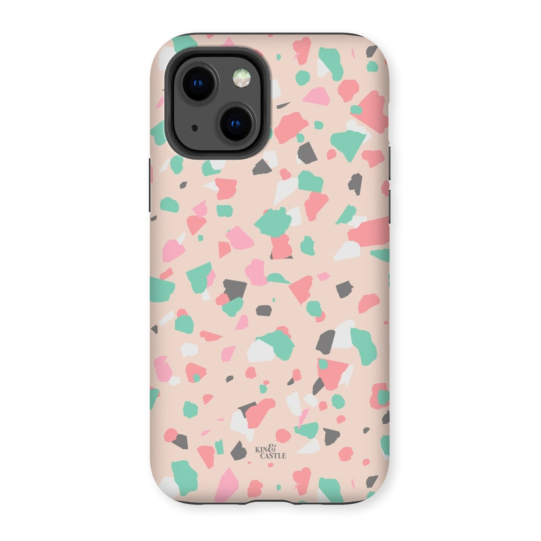 iPhone 13 - Tough Case - Coral, Pink & Mint Terrazzo - Matte