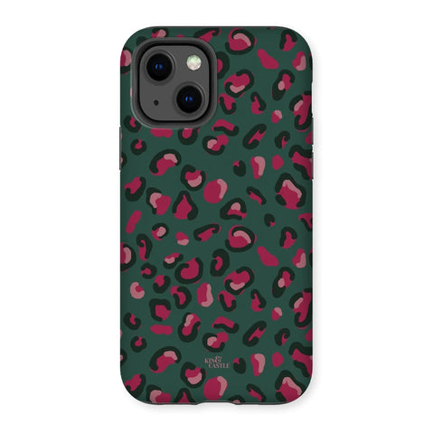 iPhone 13 - Tough - Green & Raspberry Pink Leopard - Matte