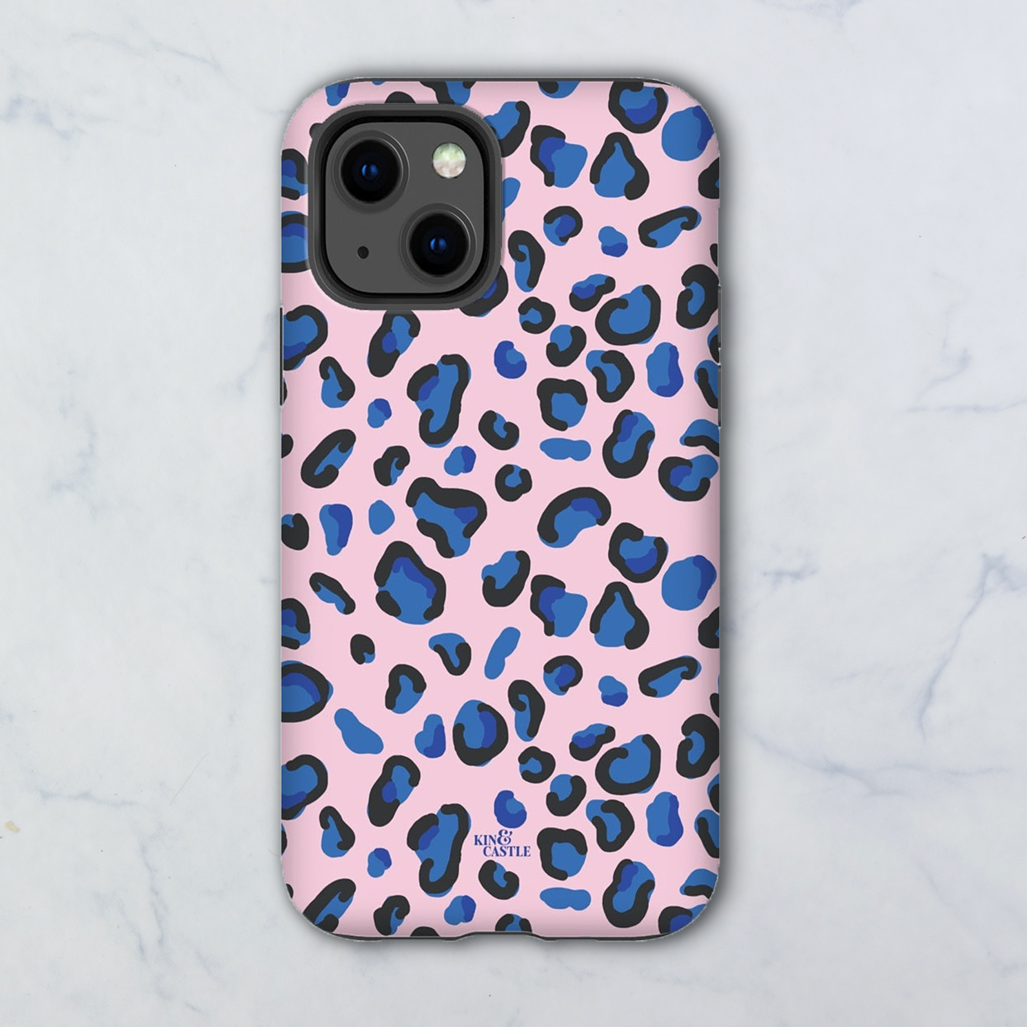 Pink & Blue Leopard Print Tough Phone Case