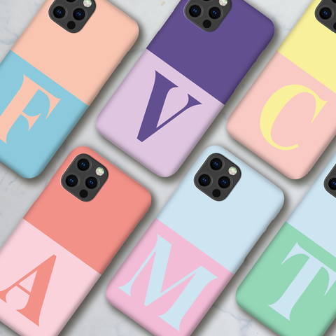 Monogram Initial Pastel Colours Tough Phone Case